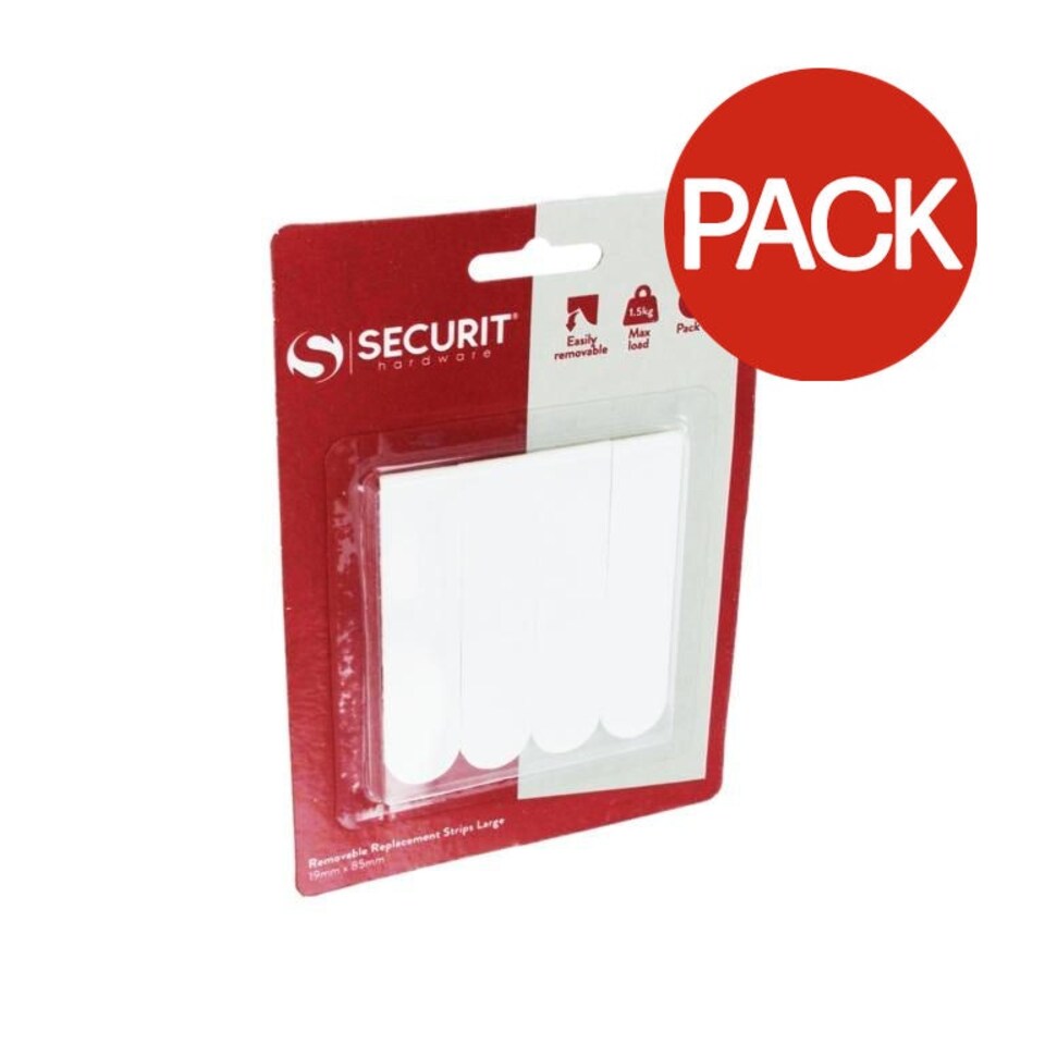 image 1 of Securit Removable Replacement Strips (Pack of 4) - White - 85mm x 19mm