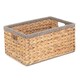 image 8 of Small Water Hyacinth With Grey Rope Border Rectangular Storage Basket | Brown | Brown