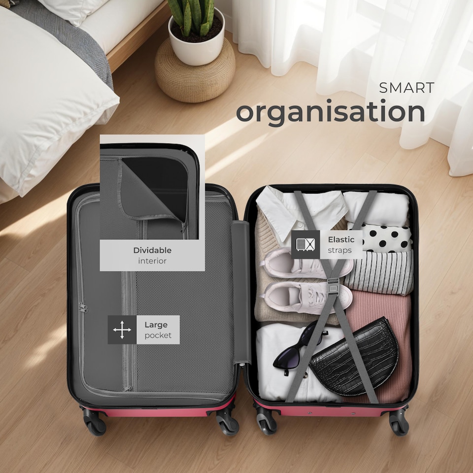 image 1 of Suitcases Set of 3 - scale, luggage tag, lock included, swivel wheels | Red | burgundy | 1