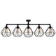 image 1 of ValueLights Luiggi 5 Way Black Ceiling Bar Diablo Black Wire Shades and Bulbs