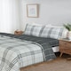 image 2 of Harris Check Microfibre Complete Duvet Set with Fitted Sheet Grey | Double