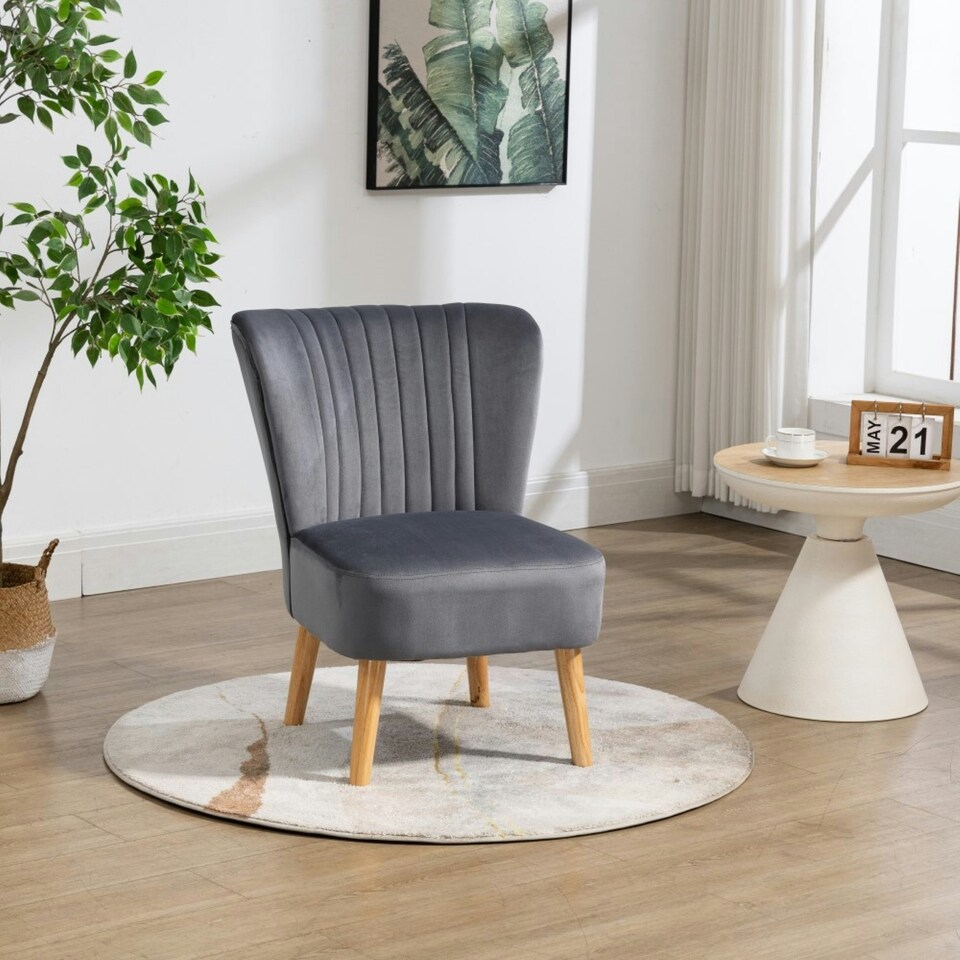 image 1 of Arezza Velvet Accent Chair - Grey