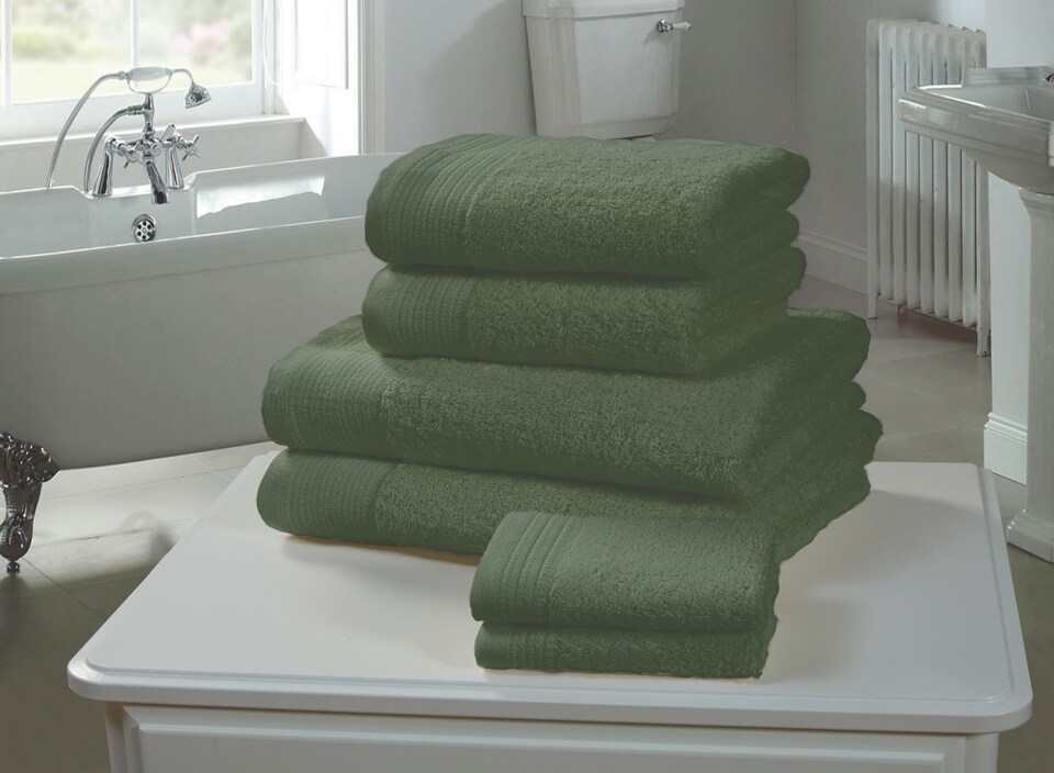 Chatsworth 600gsm Pure Cotton Towels Soft & Absorbent | Green | Ivy | Face cloth | 1