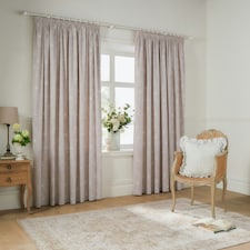 Wylder Bella Floral Natural Pencil Pleat Curtains 117 x 137cm Pink | Natural Pink