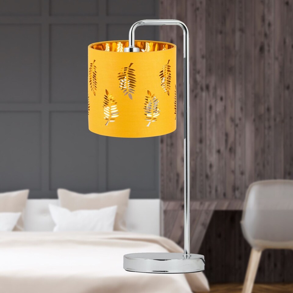 image 1 of Fern - Ochre with Gold Inner 15.5cm Table Lamp Shade | Yellow | Gold | Small | 1
