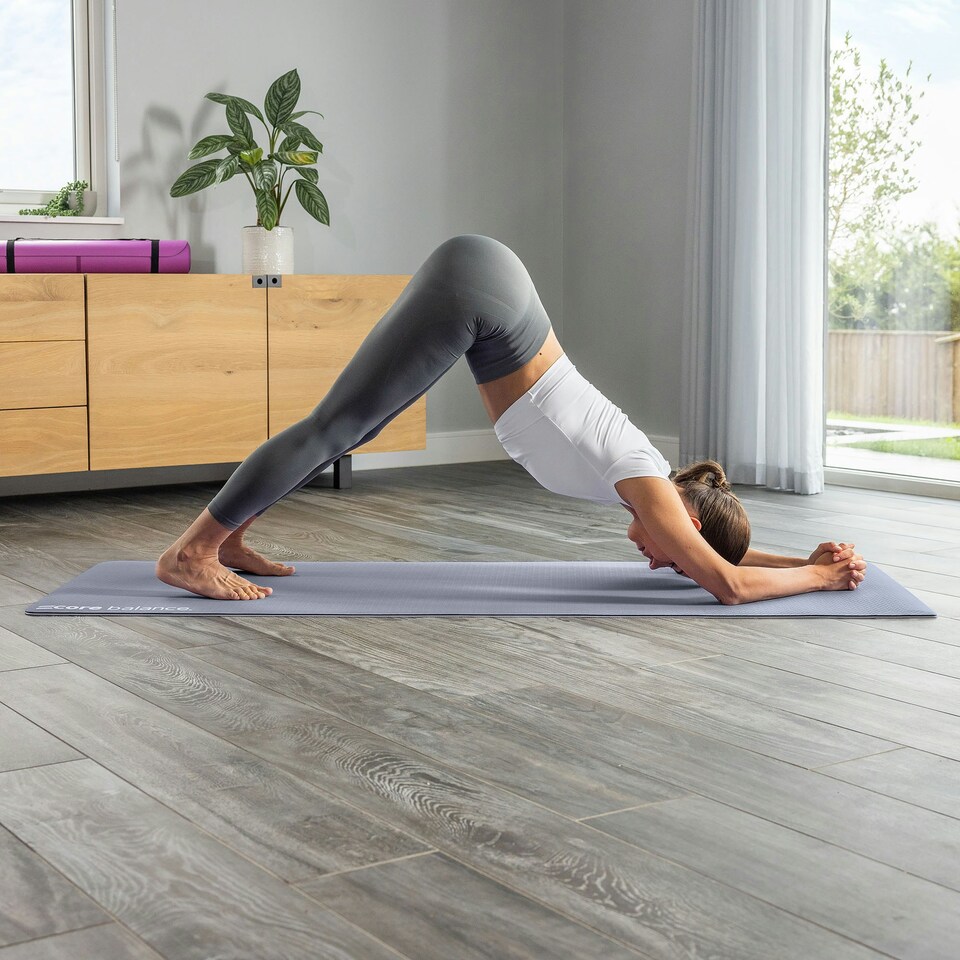 image 1 of TPE Yoga Mat with Strap (6mm Thick) - Grey