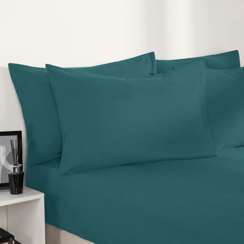 image 1 of OHS Soft Cosy Microfibre Plain Duvet Cover and Pillowcase Set Green | Teal | Double
