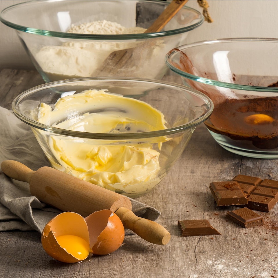 image 1 of Bormioli Rocco Mr Chef Glass Nesting Mixing Bowls - 1.5 Litres - Pack of 6