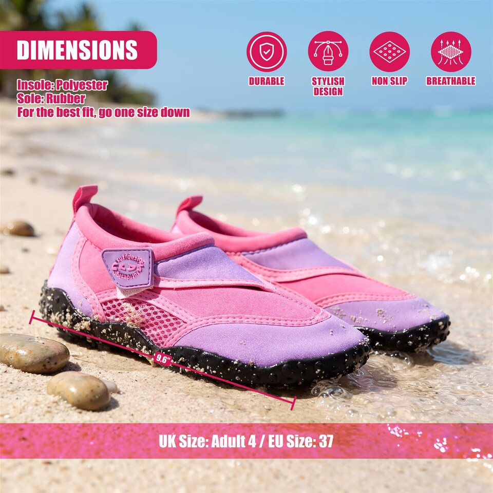 image 1 of GEEZY Aqua Water Shoes for Women Beach Surfing Holidays - Pink, UK Adult 4