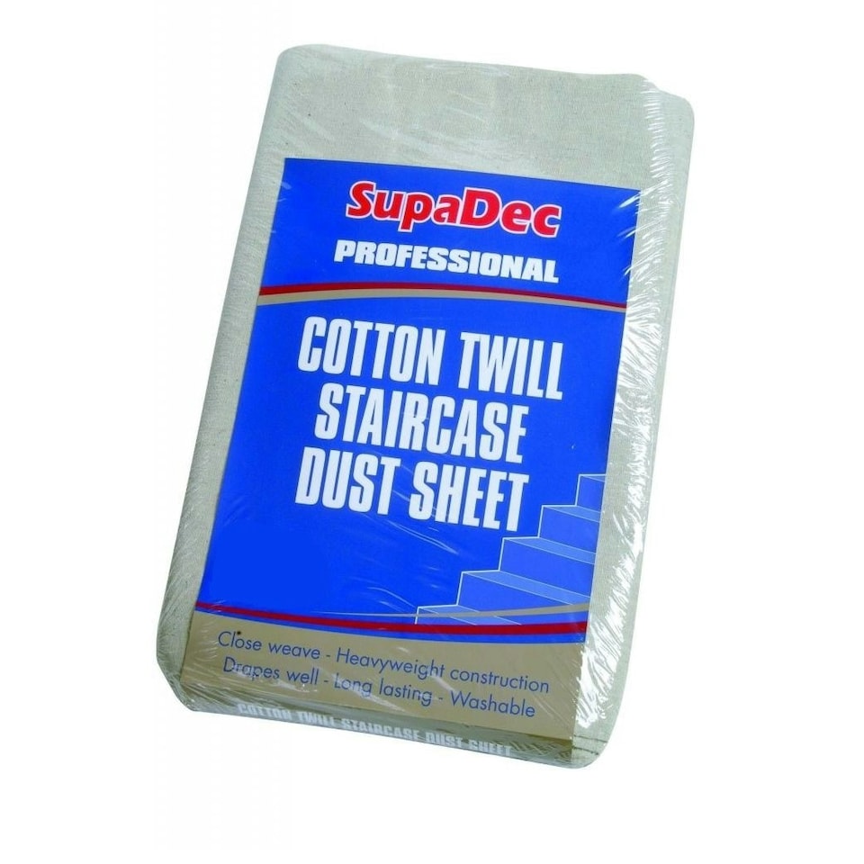 SupaDec Cotton Twill Staircase Dust Sheet - White - 7.3 x 0.9m