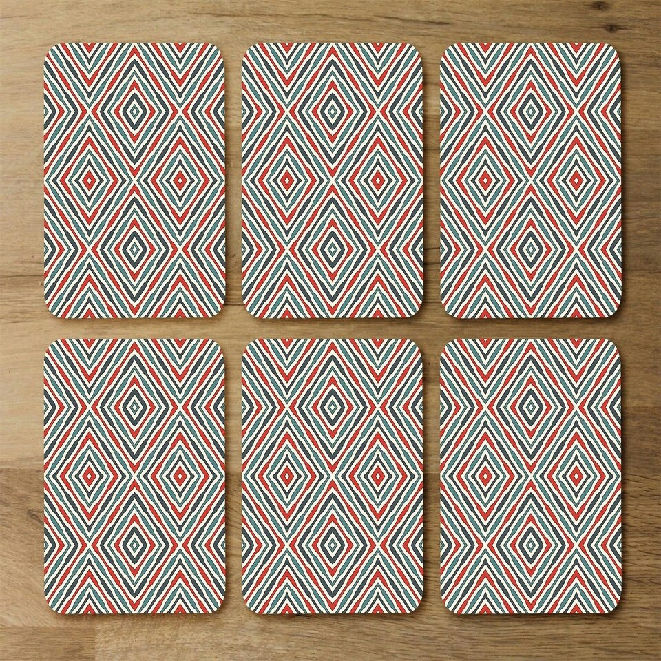 image 1 of Repeated squares and rhombuses ornamental abstract Tribal motif (Coaster)
