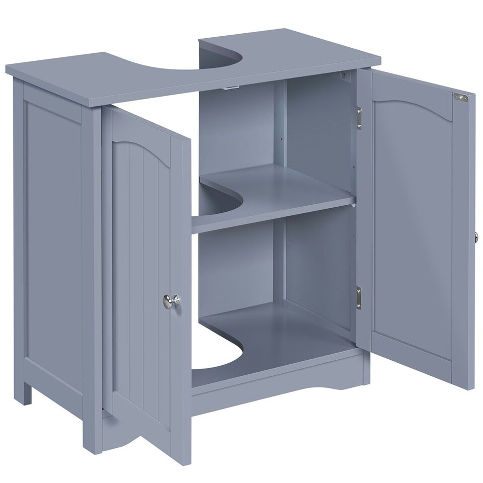 image 1 of Yaheetech Wooden Bathroom Cabinet with Precut Sink Hole Grey Grey