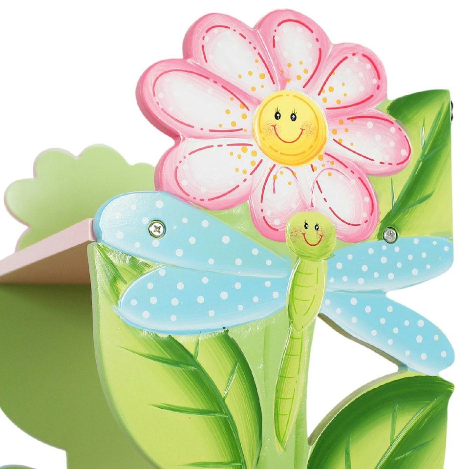 image 1 of Teamson Kids Magic Garden Kids Wooden 3-Tier Bookshelf with Storage Drawer
