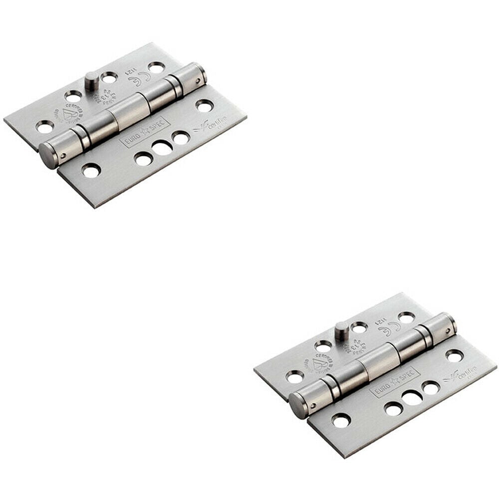 Loops 2x PAIR 102 x 76 x 3mm 13 Ball Bearing SECURITY Hinge Satin Stainless Steel in Metallics