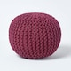 image 1 of Homescapes Plum Round Cotton Knitted Pouffe Footstool - 35 x 40 cm