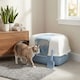 image 4 of Large Cat Corner Litter Tray Hooded Deep Cover Toilet Flap Box with Filter & Scoop | Blue | Light Blue | 1