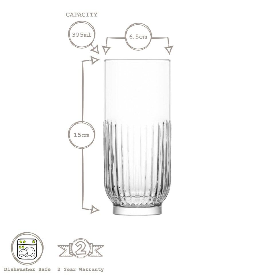 image 1 of LAV Tokyo Highball Glasses - 395ml - Clear - Pack of 6