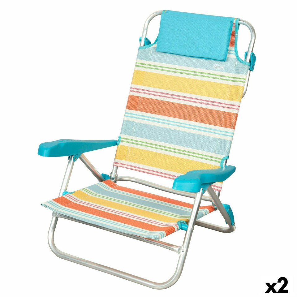 image 1 of Beach Chair Aktive Multicolour 48 x 90 x 60 cm (2 Units) N/A