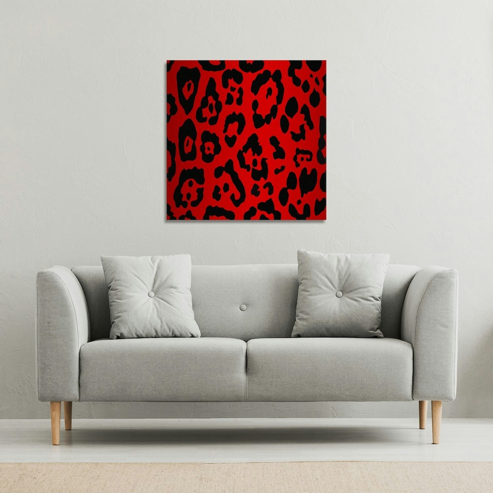 image 1 of Red Leopard Print (Canvas Print) 46 x 46 x 4cm