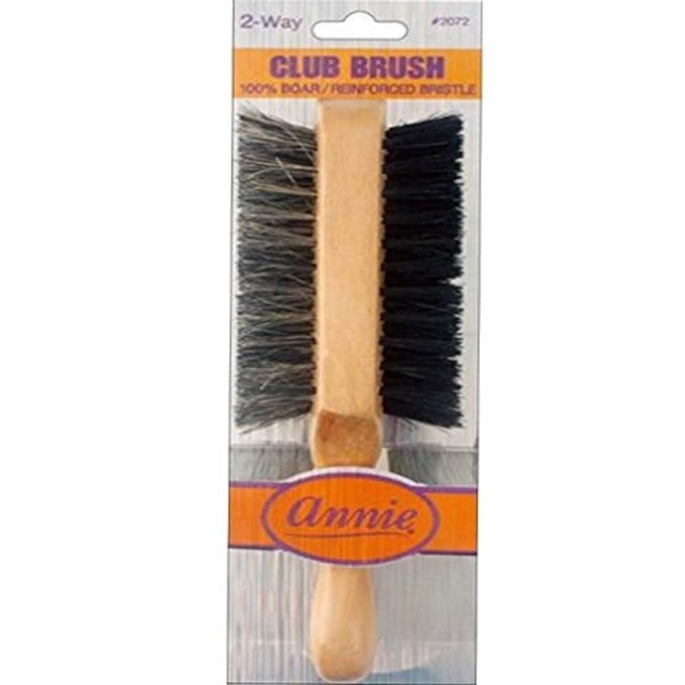 image 1 of ANNIE NATURAL BOAR BRISTLE CLUB BRUSH 7" SOFT AND HARD WAVE BRUSH 2072 TWO WAY