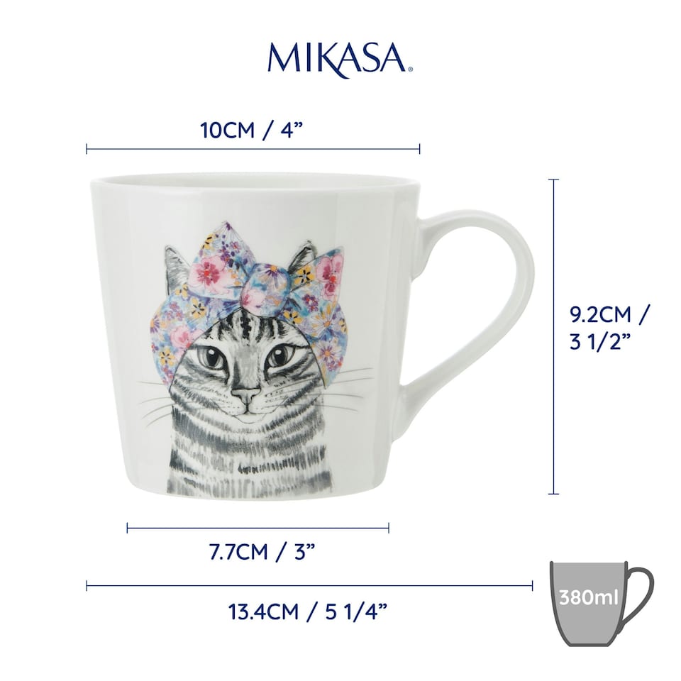 image 1 of Mikasa x Tipperleyhill Cat Print Porcelain Mug, 380ml Multi