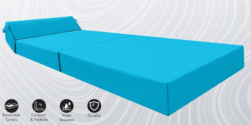 image 1 of Fold Out Z Bed Chair Sofa Lounger With Pillow Aqua