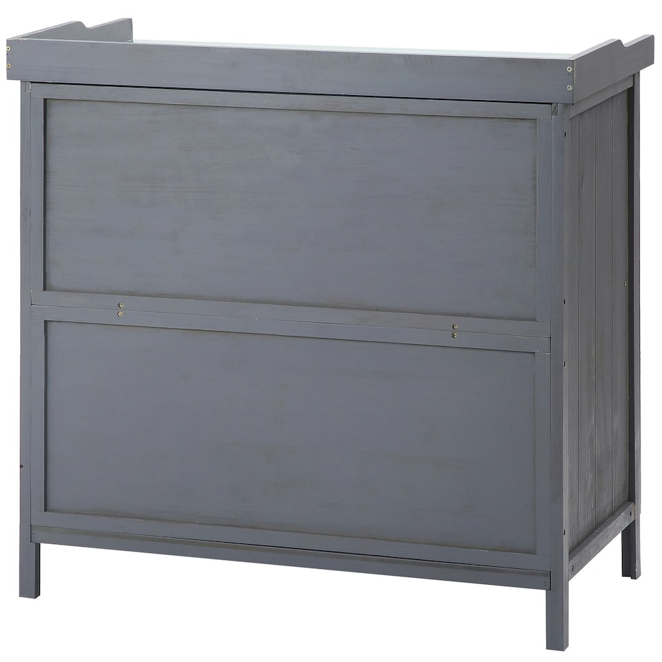 image 1 of Outsunny Garden Storage Cabinet Potting Bench Table with Galvanized Top, Grey