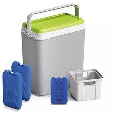 29L Large Insulated Cooler Box With Ice Packs | Grey | 1