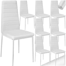 Dining Chairs - high backrest, padded, synthetic leather  - Set of 8 White
