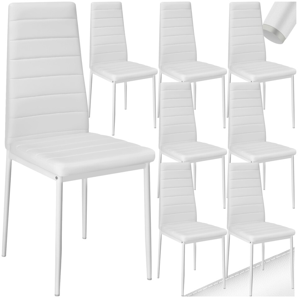 image 1 of Dining Chairs - high backrest, padded, synthetic leather  - Set of 8 White