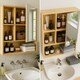 image 5 of Wooden Bathroom Wall Storage Cabinet Organiser Natural Brown Brown