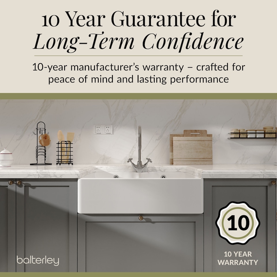 image 1 of Fireclay Double Bowl Full Weir Butler Sink Overflow Tap Hole 795mm | White | White | 500 x 795 x 220mm | 1