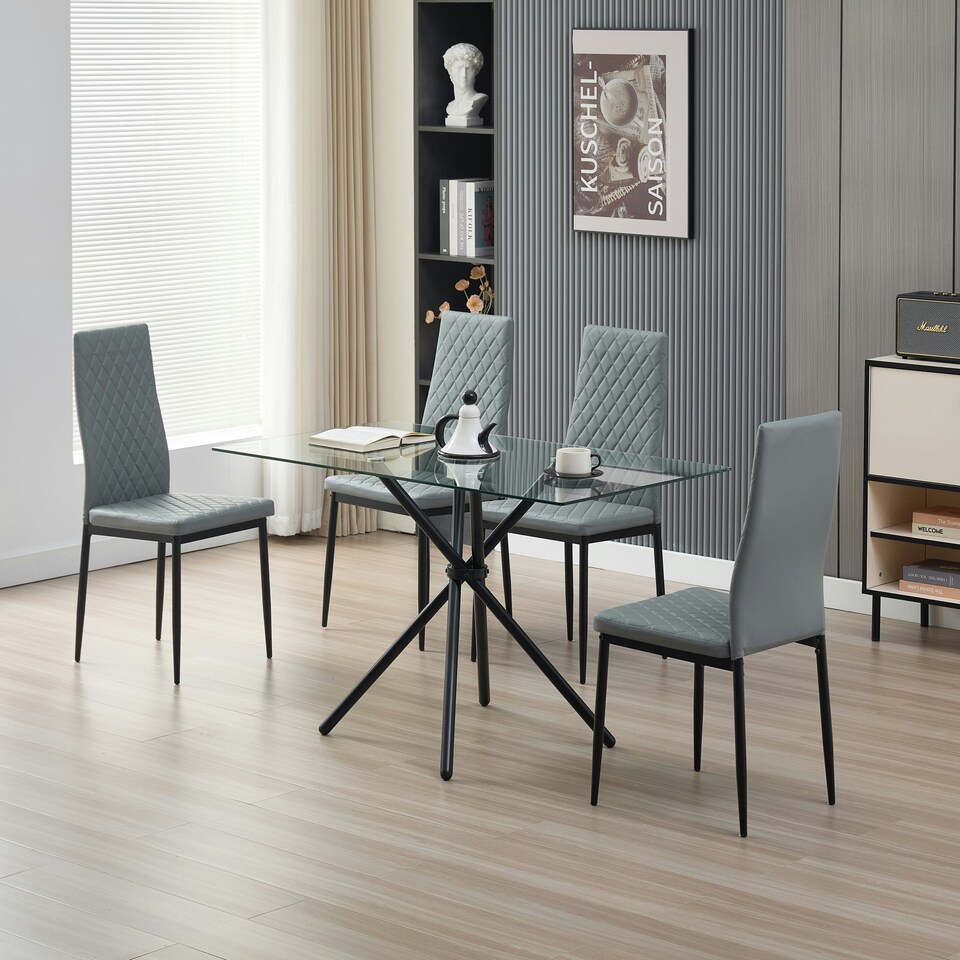image 1 of Miami Dining Table with 4 Emily Leather Chairs Pink
