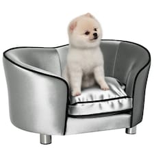 PawHut Dog Sofa Pet Chair, Kitten Bed Couch w/ Wooden Frame, Removable Cushion