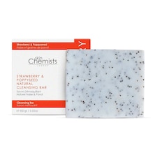skinChemists Strawberry & Anti-Ageing Poppy Seed Cleansing Bar 100g for Cell Regeneration and Skin Texture