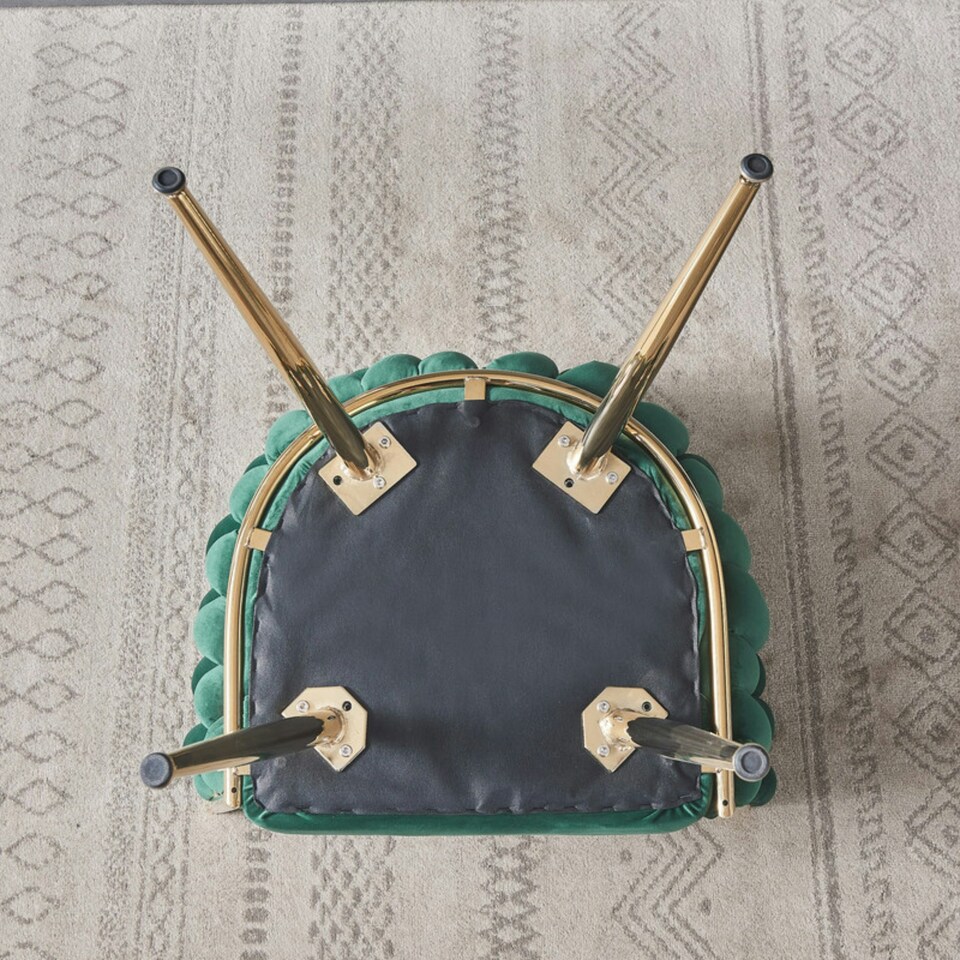 image 1 of Single Roma Knot Velvet Armchair with Gold Metal Legs, Modern Tufted Design for Living Room Green
