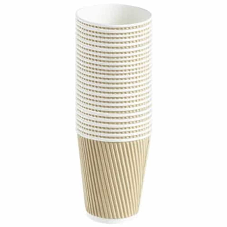 image 1 of Ribbed Kraft Paper Hot Drinks Cup 340ml - Pack of 25