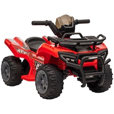 HOMCOM 6V Kids Electric Ride on Car Toddlers Quad Bike All Terrain Vehicle Toy With Music for 18-36 months Red
