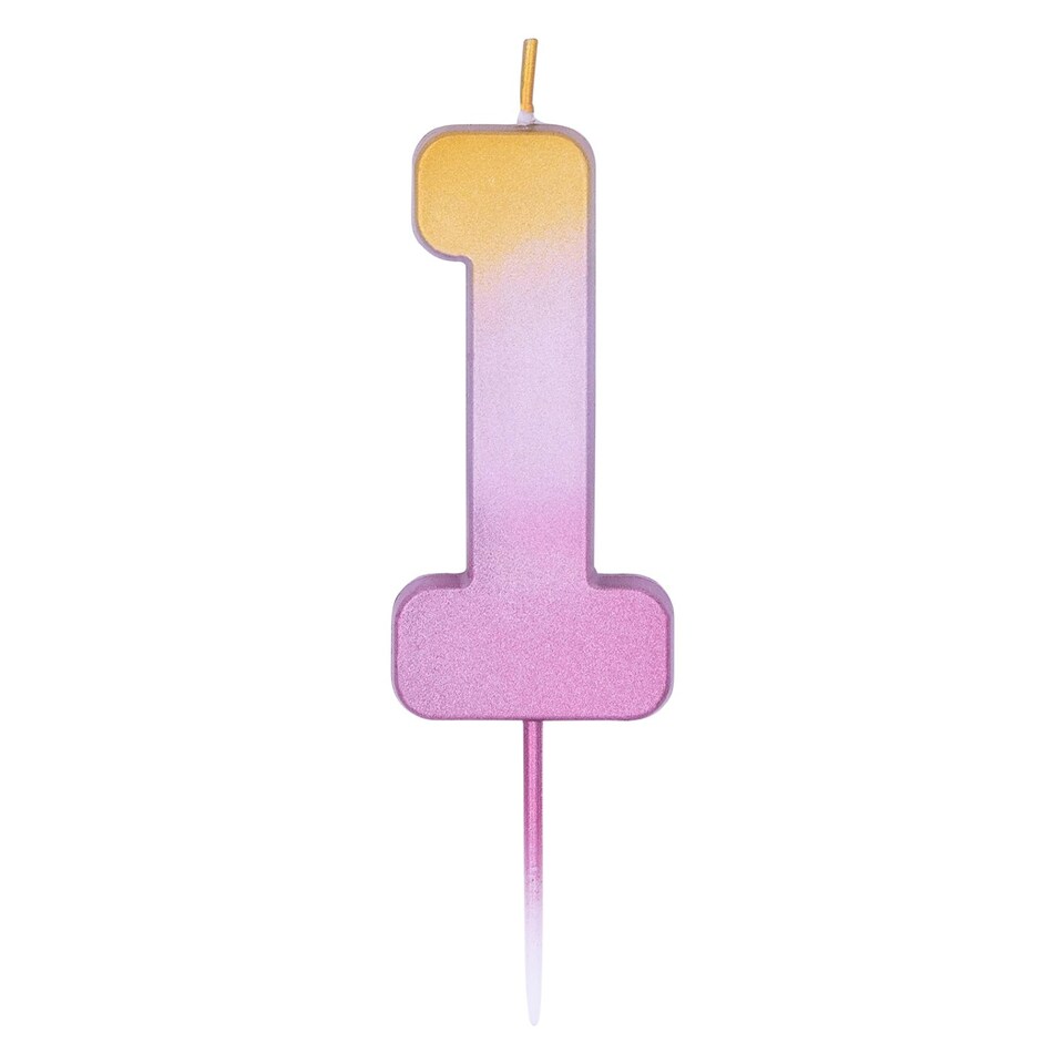 Pioneer Europe Ombre 1st Birthday Candle - Rose Gold/Purple - One Size