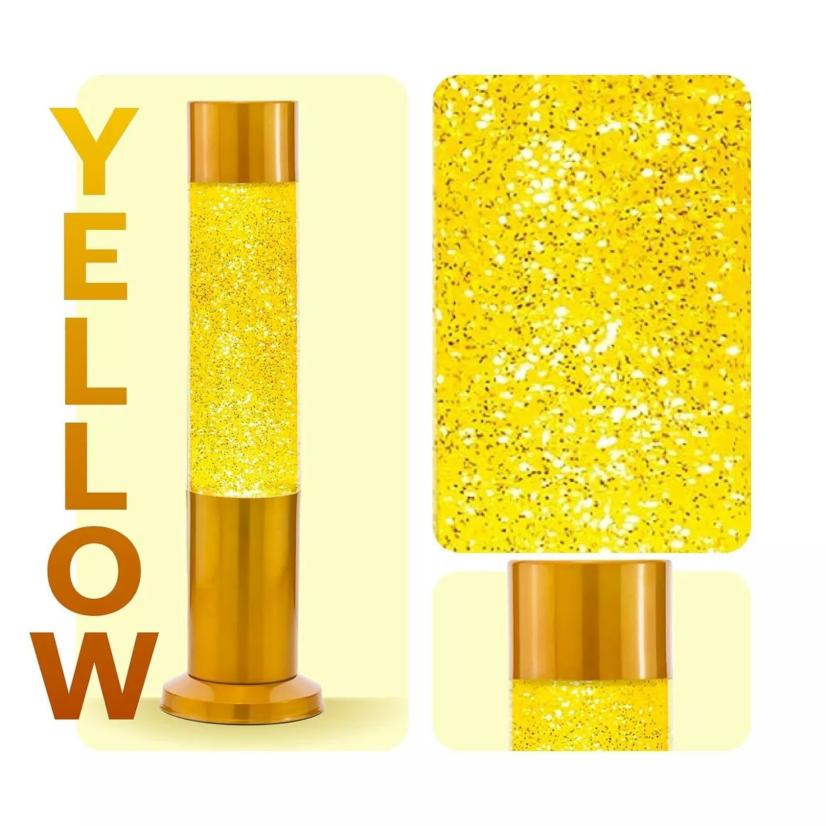 Nova Glitter Lamp Yellow w/Silver Glitter Yellow
