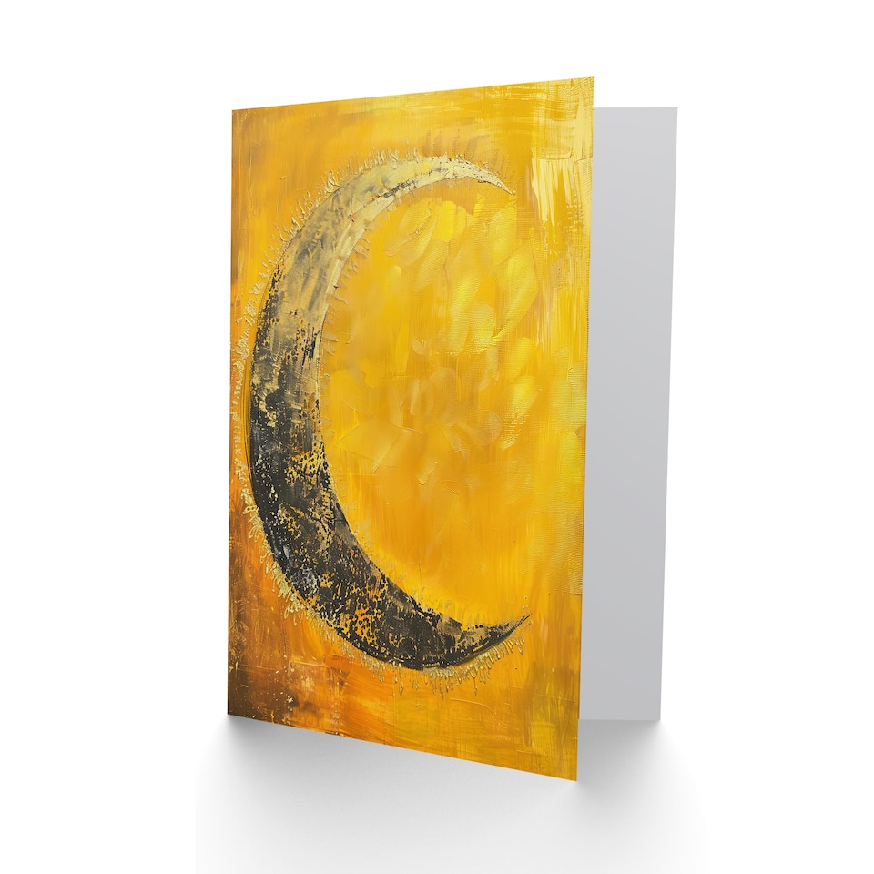 image 1 of Greeting Card Crescent Moon Orange Gold Moonlight Tassels Birthday