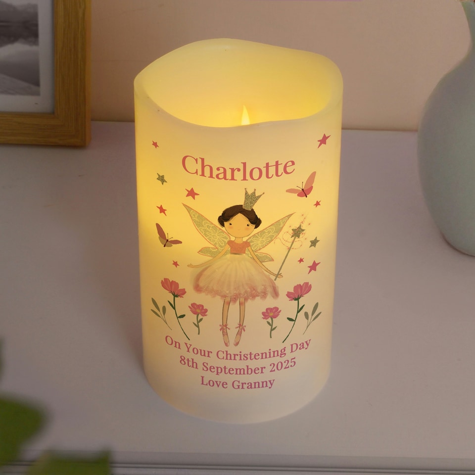 image 1 of Personalised Fairy Princess Night Light LED Candle Cream