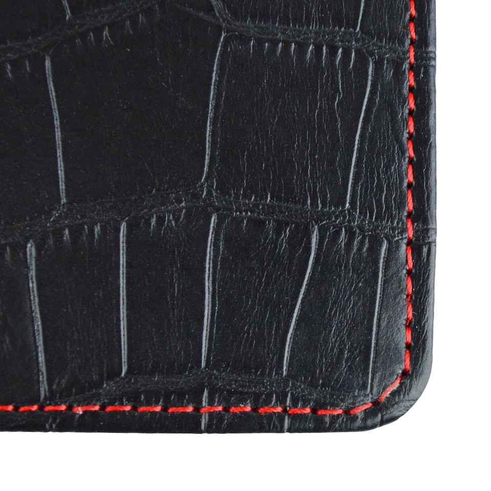 image 1 of Premium Croc Golf Scorecard Holder - Black / Red
