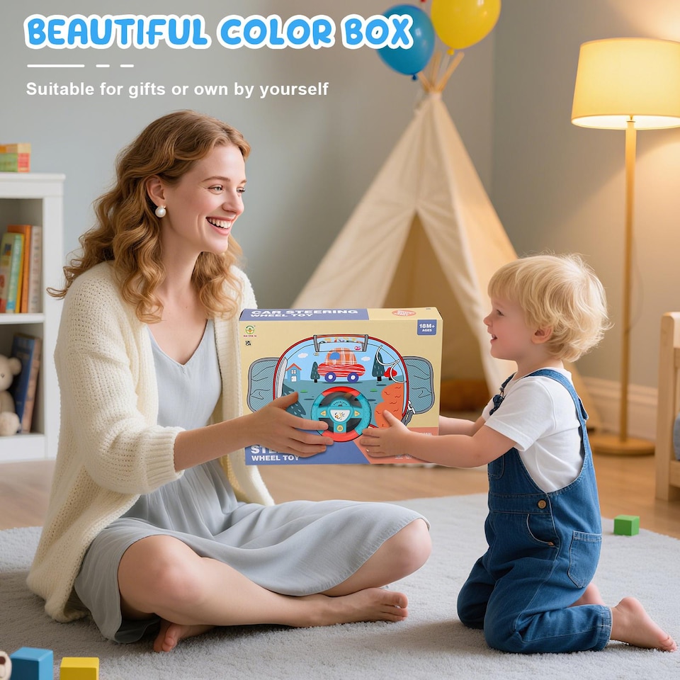 image 1 of Kids Steering Wheel Toy with Lights & Music