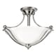 image 1 of Bolla 2 Light Semi Flush Ceiling Light Brushed Nickel, E27