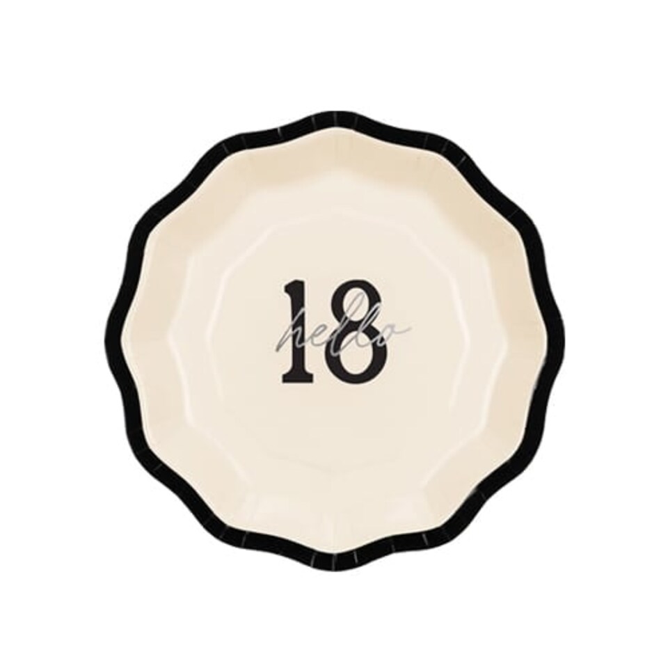 image 1 of Hello 18 Elegant Milestone Birthday Round Paper Plates 18cm - Pack of 6 | Multi