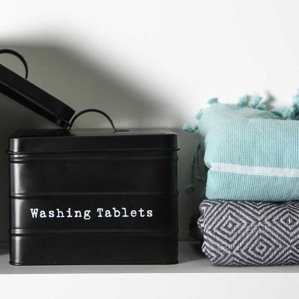image 1 of Harbour Housewares Vintage Metal Washing Tablets Canister - Black | Black | Black | 1