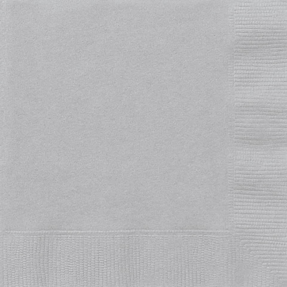 image 1 of Pack of 20 Silver Solid Beverage Napkins