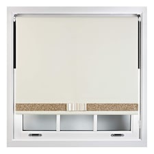 FURNISHED Blackout Roller Blind with Gold Glitter Trim and Cream Bow Trimmable Window Shade | Cream | Cream | (W) 110cm x (L) 165cm