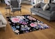 image 2 of Bright Pink Flowers On Black Rug | Multi